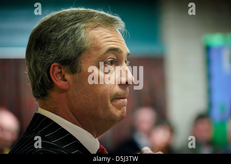 United Kingdom Independence Party Leader, Nigel Farage, député européen lors d'un rassemblement à Brandon, Suffolk, UK Banque D'Images