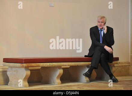 Le premier ministre de la Bavière, Horst Seehofer (CSU) fait un appel téléphonique pendant une session du parlement de la Bavière à Munich, Allemagne, le 14 novembre 2012. Photo : Andreas GEBERT Banque D'Images