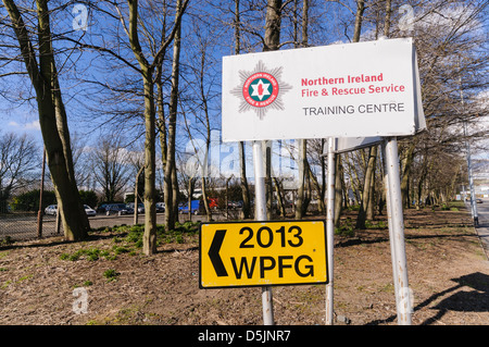 Signe pour les 2013 WPFG à l'Irlande du Nord Service d'incendie et de secours Centre de formation Banque D'Images