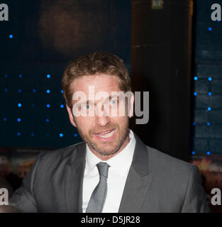 Londres, Royaume-Uni. 3e avril 2013. Gerard Butler arrive à la London UK Film Premiere de l'Olympe est tombé, BFi Imax. Credit : Prixnews Banque D'Images