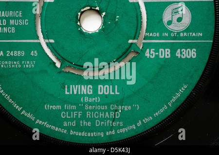 Cliff Richard's Living Doll 7' seule étiquette Banque D'Images