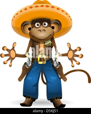 Illustration d'un singe dans un costume sheriff Banque D'Images