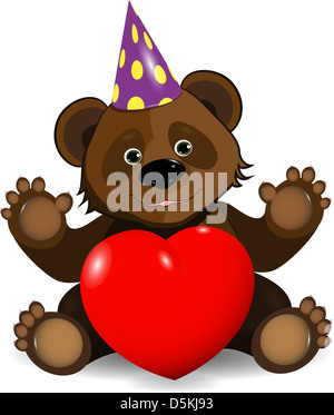 Illustration d'un ourson dans un chapeau de fête Banque D'Images