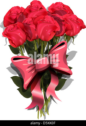 Illustration, bouquet de roses avec un arc Banque D'Images