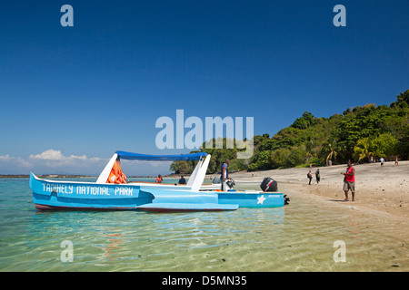 Madagascar, Nosy Be, Nosy Tanikely, main beach, parc national de voile Banque D'Images