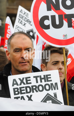 Tommy Sheridan dans la foule lors de la manifestation d'une chambre à Glasgow, Écosse, Royaume-Uni Banque D'Images