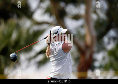 04 avril, 2013 : Bretagne Lincicome hits a tourné pendant le premier tour de l'Championnat Kraft Nabisco à Mission Hills Country Club de Rancho Mirage, en Californie..Charles Baus/CSM Banque D'Images