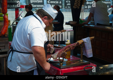 Jambon de porc coupe viande plaza de la Candelaria square centre ville de Santa Cruz Tenerife island les Îles Canaries Espagne Europe Banque D'Images