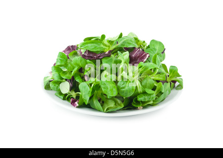 Assiette à salade isolated on white Banque D'Images