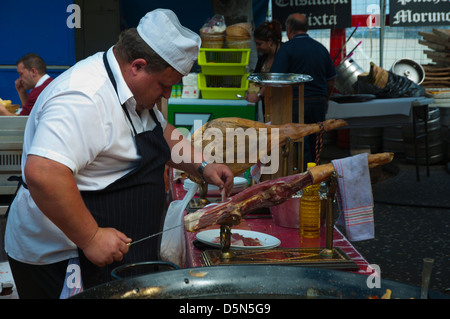 Jambon de porc coupe viande plaza de la Candelaria square centre ville de Santa Cruz Tenerife island les Îles Canaries Espagne Europe Banque D'Images