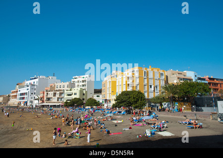 La principale plage El Medano Tenerife island ville des îles Canaries Espagne Europe Banque D'Images