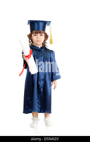 Kid adorable fille dans l'académicien vêtements avec roll Banque D'Images