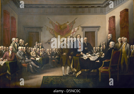 Déclaration d'INDÉPENDANCE AMÉRICAINE. 1819 Peinture de John Trumbull montre comité de rédaction présentant leurs travaux au congrès Banque D'Images