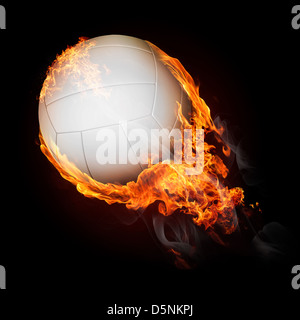 Volley-ball ball on fire flying up - illustration Banque D'Images