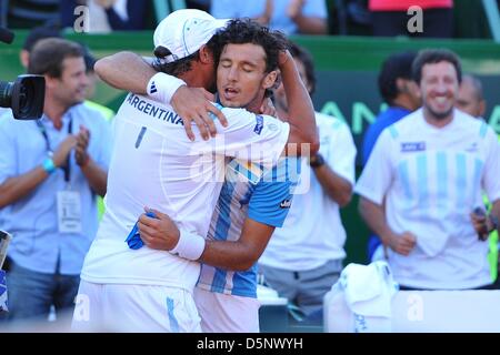 Buenos Aires, Argentine. 5 avril 2013. Juan Monaco ARG le match de quart de finale de Coupe Davis contre la France à l'Argentine de Teran Mary White Stadium à Buenos AiresCredit : Action Plus de Sports / Alamy Live News Banque D'Images