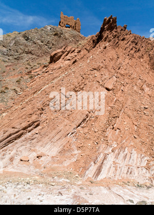 Poste de garde à l'Telouet mines de sel sur l'ancien sentier de caravanes de chameaux de Ouarzazate à Marrakech, Maroc Afrique du Nord Banque D'Images