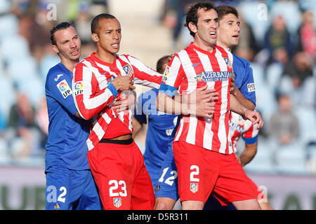 Getafe, Madrid, Espagne. 7 avril 2013. Getafe C.F. contre Atletico de Madrid (0-0) au stade Alfonso Perez. La photo montre João Miranda de Souza (défenseur brésilien d'au. Crédit d'action de Madrid) : Plus de Sports / Alamy Live News Banque D'Images