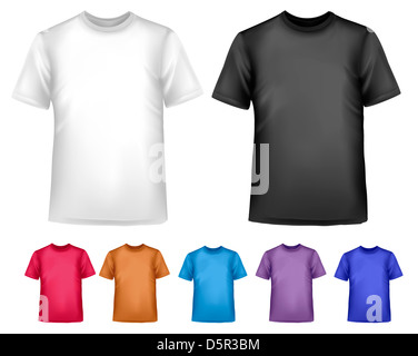 Le noir et blanc et couleur hommes T-shirts polo. Modèle de conception. Vector Banque D'Images