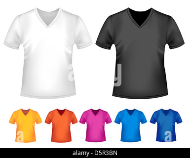 Le noir et blanc et couleur hommes T-shirts polo. Modèle de conception. Vector Banque D'Images