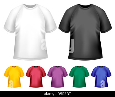 Le noir et blanc et couleur hommes T-shirts polo. Modèle de conception. Vector Banque D'Images