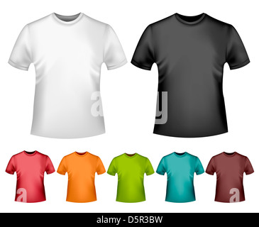 Le noir et blanc et couleur hommes T-shirts polo. Modèle de conception. Vector Banque D'Images