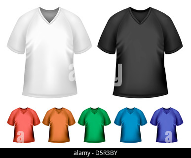 Le noir et blanc et couleur hommes T-shirts polo. Modèle de conception. Vector Banque D'Images