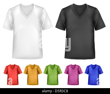 Le noir et blanc et couleur hommes T-shirts polo. Modèle de conception. Vector Banque D'Images