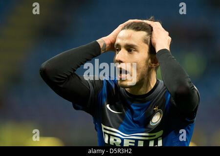 Milan, Italie. 7 avril 2013. Ricky Alvarez (Inter), le 7 avril 2013 - Football / Soccer : Italien 'Serie' un match entre l'Inter Milan 3-4 Atalanta au stade Giuseppe Meazza à Milan, Italie, (Photo par Enrico Calderoni/AFLO SPORT/Alamy Live News) Banque D'Images