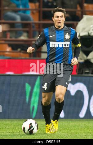 Milan, Italie. 7 avril 2013. Javier Zanetti (Inter), le 7 avril 2013 - Football / Soccer : Italien 'Serie' un match entre l'Inter Milan 3-4 Atalanta au stade Giuseppe Meazza à Milan, Italie, (Photo par Enrico Calderoni/AFLO SPORT/Alamy Live News) Banque D'Images