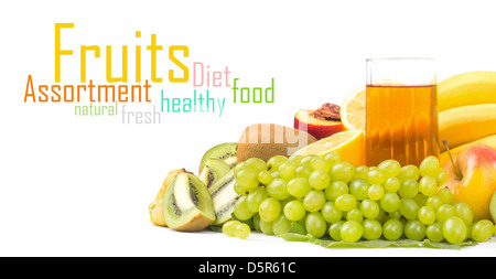 Assortiment de fruits isolated on white Banque D'Images