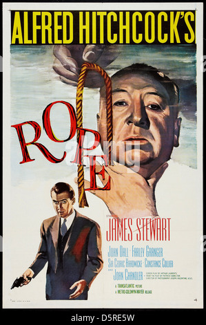 JAMES STEWART, Alfred Hitchcock affiche, corde, 1948 Banque D'Images