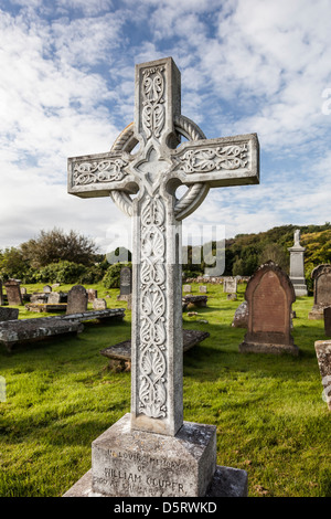 Croix celtique à la chapelle en gaélique Cromarty en Écosse. Banque D'Images