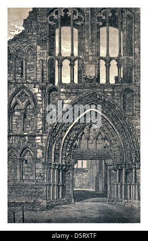 L'Abbaye de Holyrood une abbaye en ruine des chanoines réguliers à Edimbourg, Ecosse , fondée en 1128 par le roi David Banque D'Images