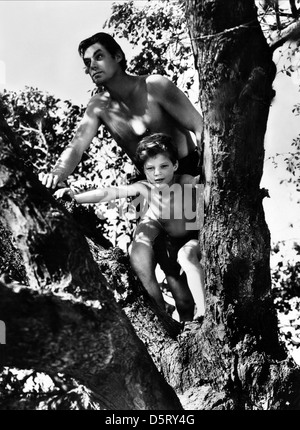 JOHNNY WEISSMULLER, JOHNNY SHEFFIELD, TARZAN TROUVE UN FILS, 1939 Banque D'Images