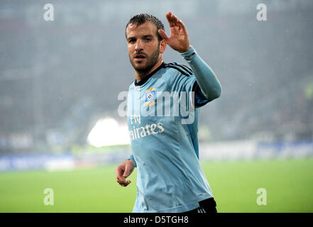 Hambourg, Rafael van der Vaart réagit au cours de la Bundesliga match de foot entre Fortuna Düsseldorf et Hambourg SV à l'Esprit-Arena à Duesseldorf, Allemagne, 23 novembre 2012. Photo : Jonas Guettler Banque D'Images