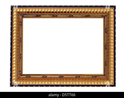 Un cadre décoratif noir et or isolé sur blanc. Banque D'Images