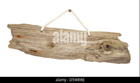 Vieille planche en bois antique grungy de bois flotté sign sur une grande chaîne d'avis importants Banque D'Images