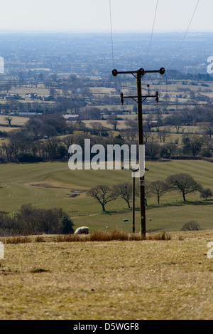 La vue de Beacon, a diminué sur les terres agricoles du Lancashire sur la côte à Blackpool Banque D'Images