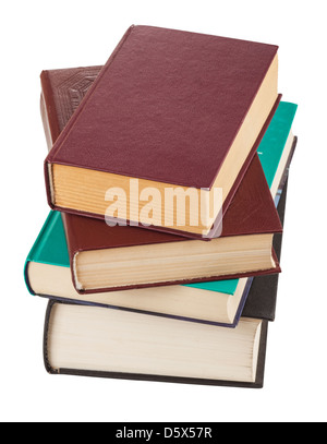Pile de vieux livres isolé sur blanc. Clipping Path Banque D'Images