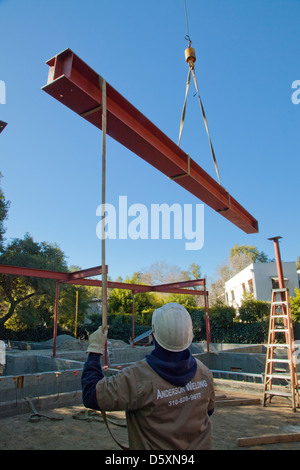 L'ossature en acier de la maison verte pour Ed Begley Jr., la construction se fait en vertu des normes certifié LEED Platine Banque D'Images