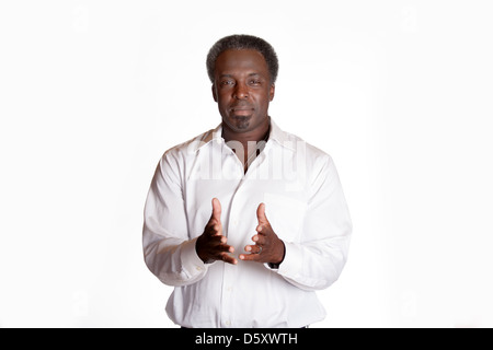 African American male portrait expliquant Banque D'Images