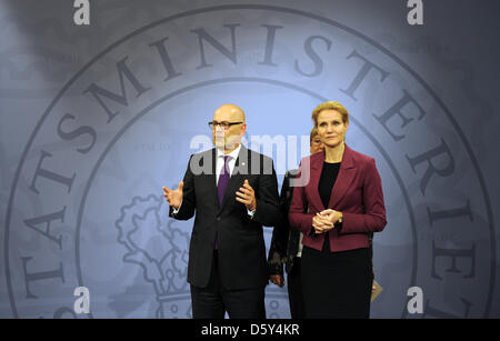 Premier Ministre du Schleswig-Holstein Torsten Albig et le Premier ministre danois Helle Thorning-Schmidt, tiendra une conférence de presse à Copenhague, Danemark, 11 octobre 2012. Albig est à sa première visite officielle au Danemark. Photo : DANIEL REINHARDT Banque D'Images