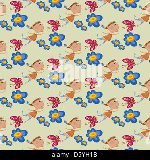 Fleurs et papillons pattern Banque D'Images