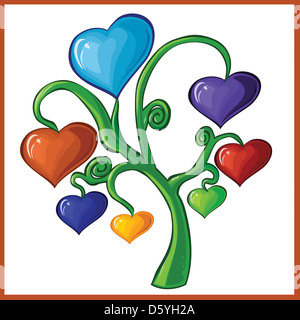 Coeur arbre. Vector illustration. Isolé sur blanc. Banque D'Images