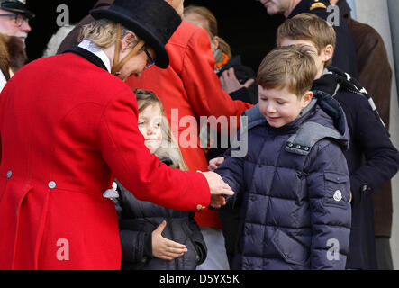 Prince Christian, Princesse Isabella royals danois assiste à l'Sportsride klub Bens Hubertus Chasse en Deer Park, Dyrehaven, Silkeborg. Dimanche 4 novembre 2012. Photo : PRE-Albert Nieboer / Pays-Bas OUT Banque D'Images