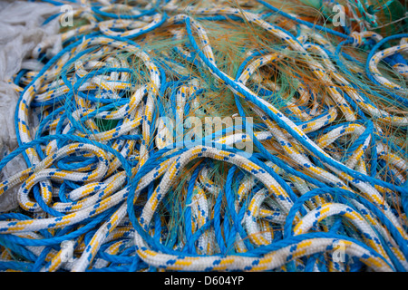 Détail des filets de pêche des cordes Banque D'Images