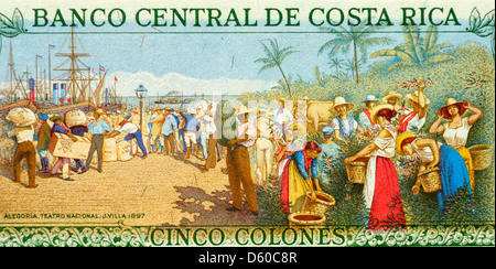 Costa Rica 5 5 Colones Bank Note Banque D'Images