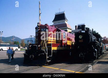 Elk281-1411 New Hampshire, North Conway, Conway Scenic Railroad, train en gare Banque D'Images