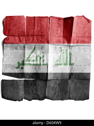 L'Iraq drapeau sur vieux papier. Banque D'Images