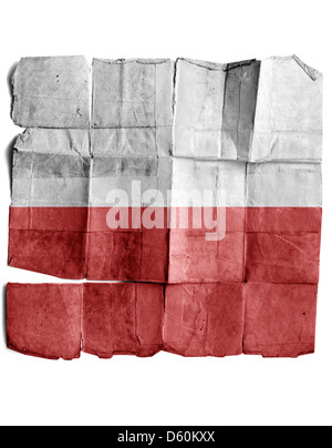 Pologne drapeau sur vieux papier. Banque D'Images